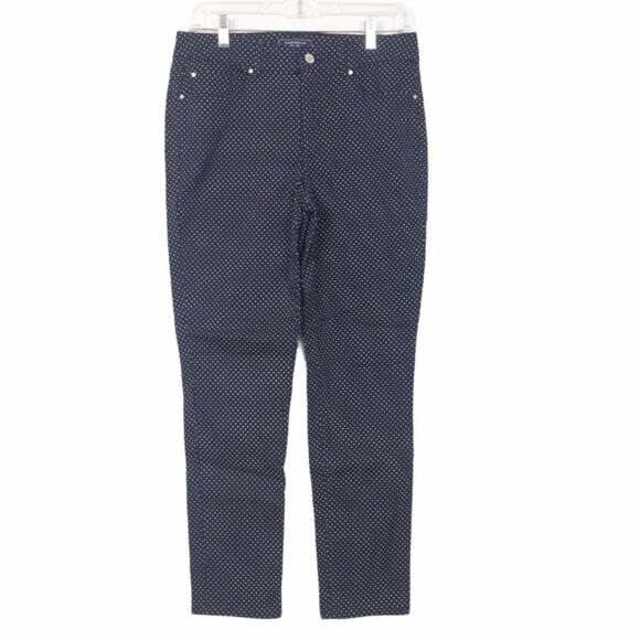 Charter Club Navy Blue Polka Dot Skinny Jeans - Picture 1 of 5
